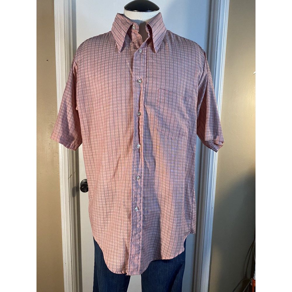 Vintage Pink Pin Striped Double Diamond Design Button Down Kingly Fifth Avenue M